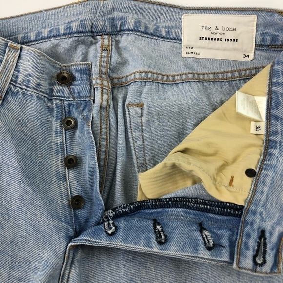 𝅺RAG & Bone Mens Standard Issue button fly Fit 2 jeans 34x28 - Picture 4 of 11